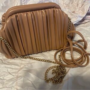 Clutch purse -detachable shoulder strap -taupe color